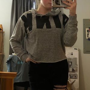 Grey open back cropped PINK hoodie